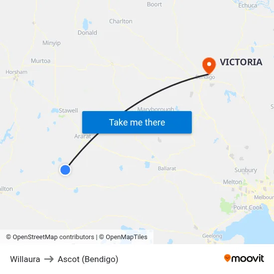 Willaura to Ascot (Bendigo) map