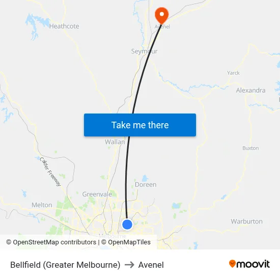 Bellfield (Greater Melbourne) to Avenel map