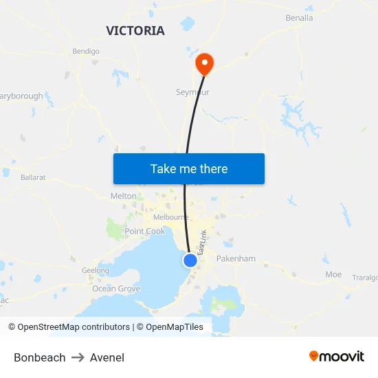 Bonbeach to Avenel map