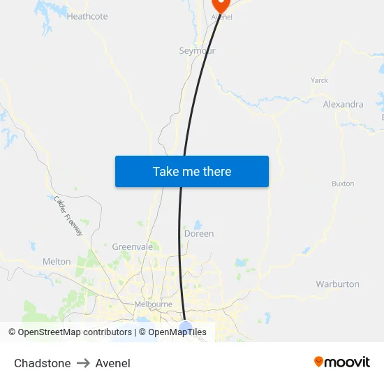 Chadstone to Avenel map