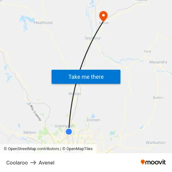 Coolaroo to Avenel map