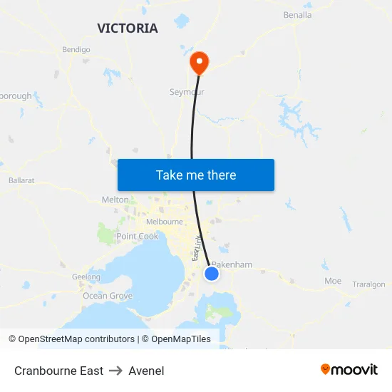 Cranbourne East to Avenel map
