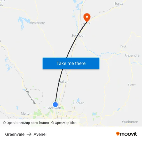 Greenvale to Avenel map