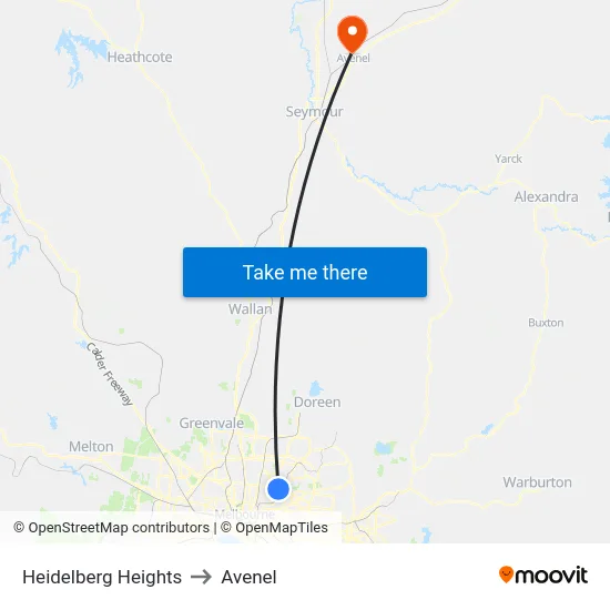 Heidelberg Heights to Avenel map