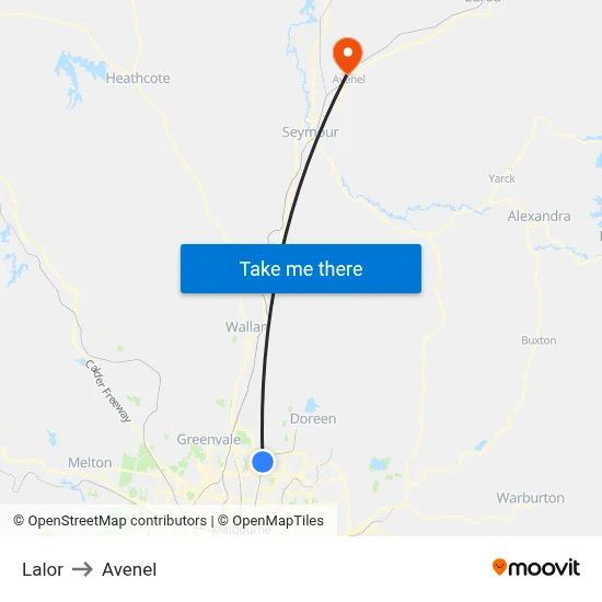 Lalor to Avenel map