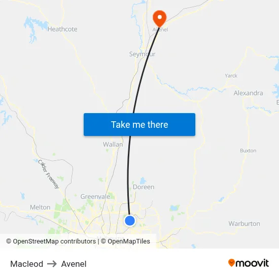 Macleod to Avenel map