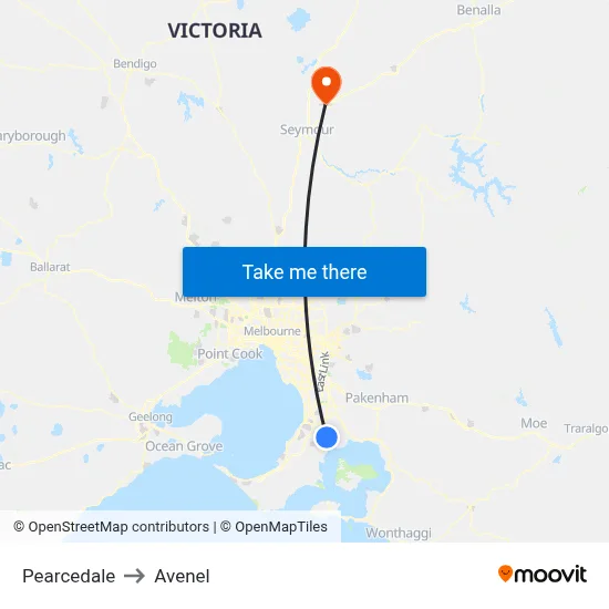 Pearcedale to Avenel map