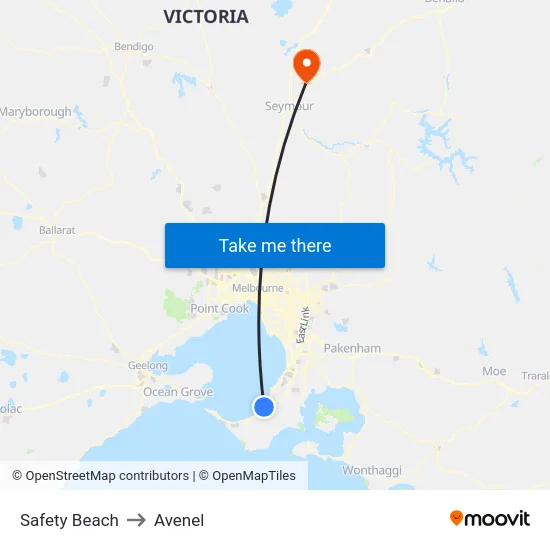 Safety Beach to Avenel map