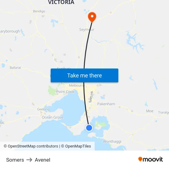 Somers to Avenel map