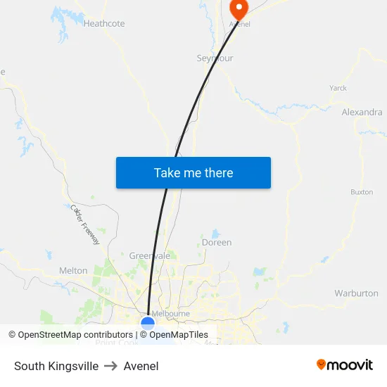 South Kingsville to Avenel map