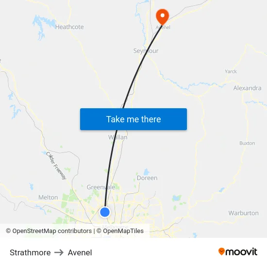 Strathmore to Avenel map