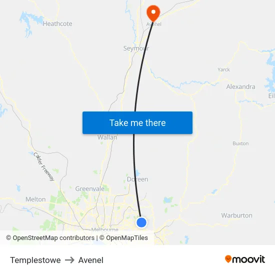 Templestowe to Avenel map