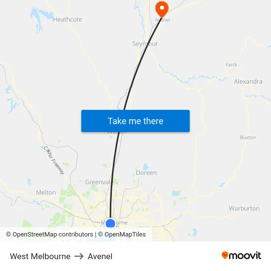 West Melbourne to Avenel map