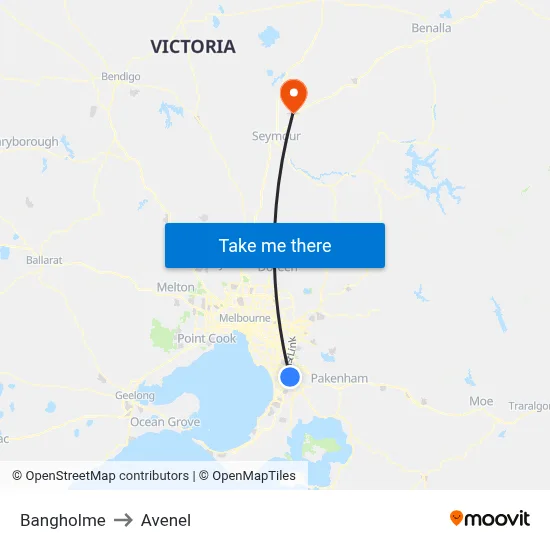 Bangholme to Avenel map