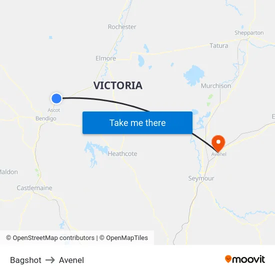 Bagshot to Avenel map