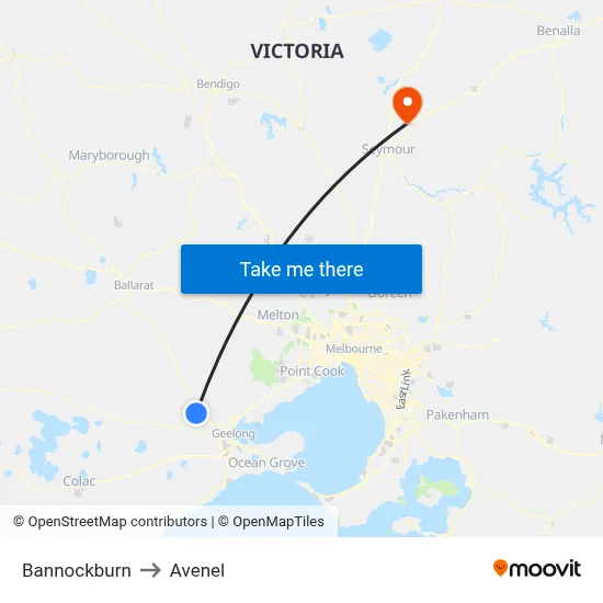 Bannockburn to Avenel map