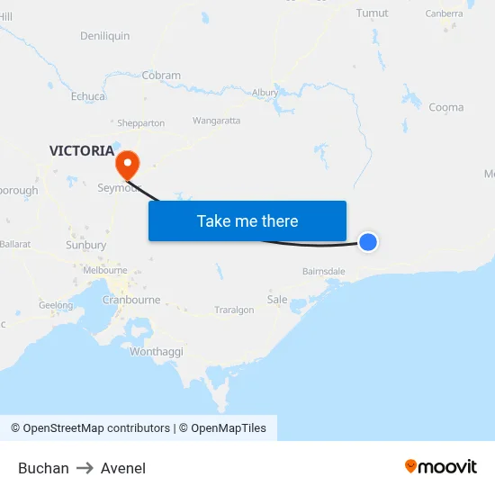 Buchan to Avenel map