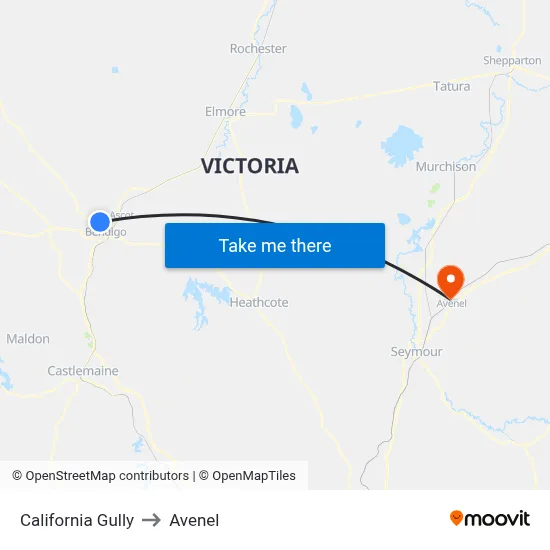California Gully to Avenel map