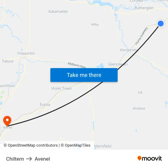 Chiltern to Avenel map