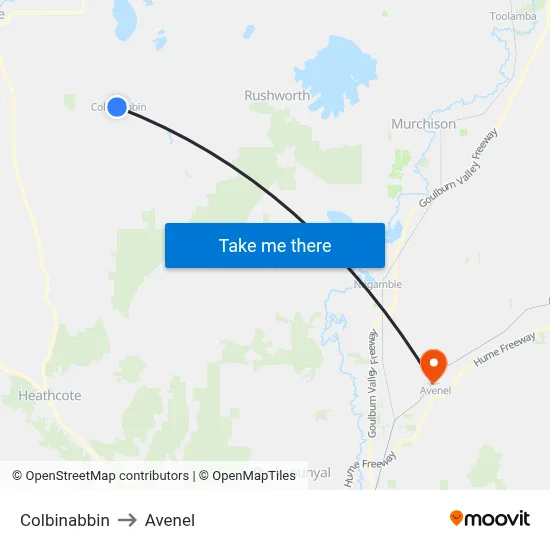 Colbinabbin to Avenel map