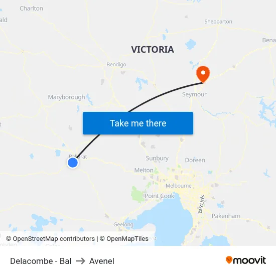 Delacombe - Bal to Avenel map
