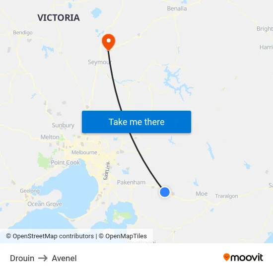 Drouin to Avenel map