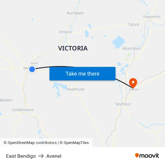 East Bendigo to Avenel map