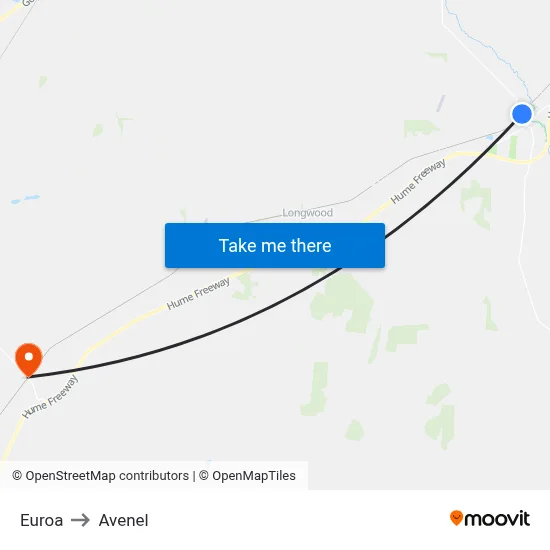 Euroa to Avenel map