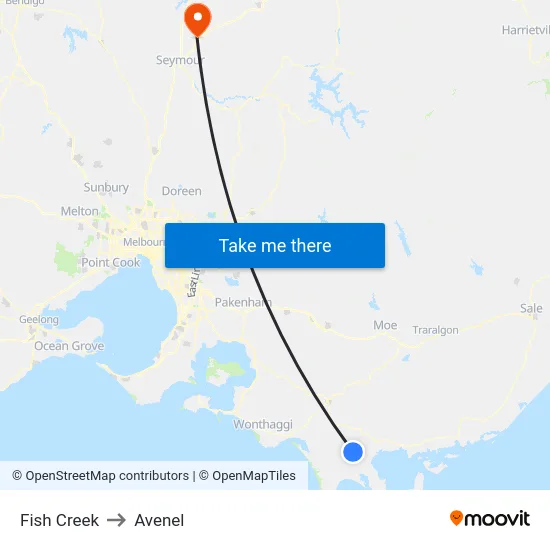 Fish Creek to Avenel map