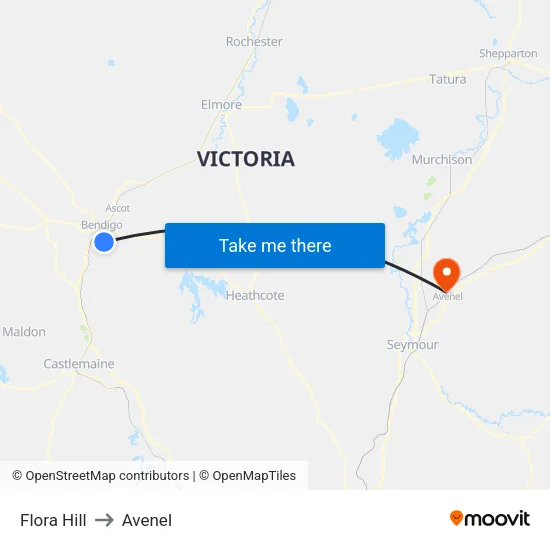 Flora Hill to Avenel map