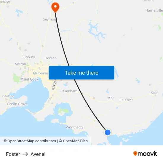 Foster to Avenel map