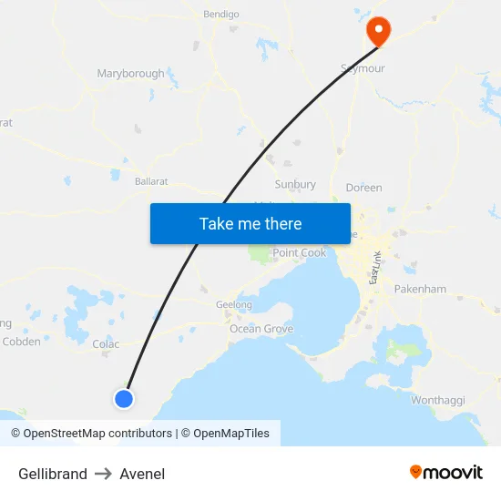 Gellibrand to Avenel map