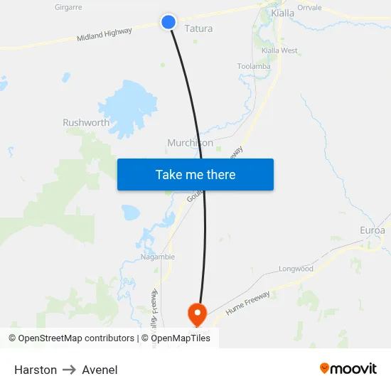 Harston to Avenel map