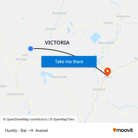 Huntly - Bal to Avenel map