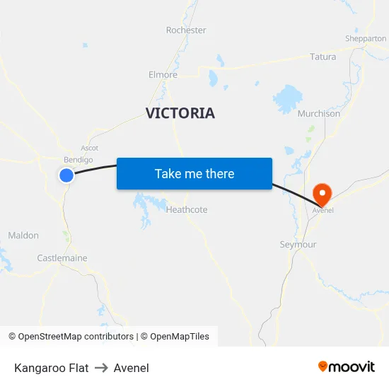 Kangaroo Flat to Avenel map