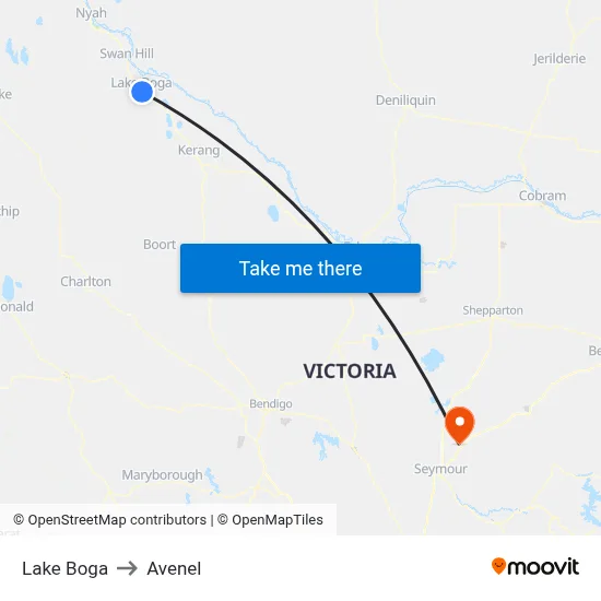 Lake Boga to Avenel map