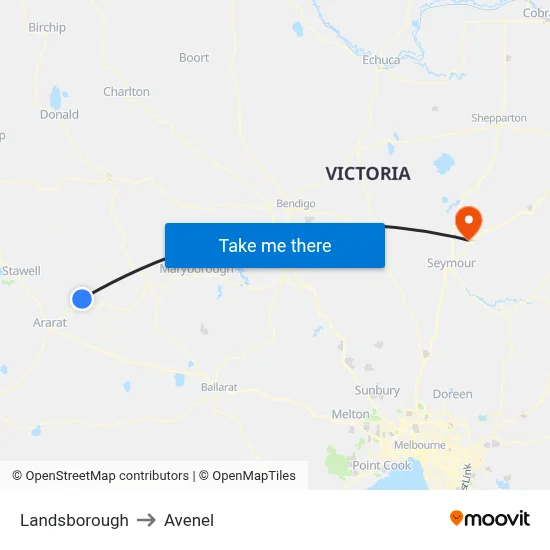 Landsborough to Avenel map