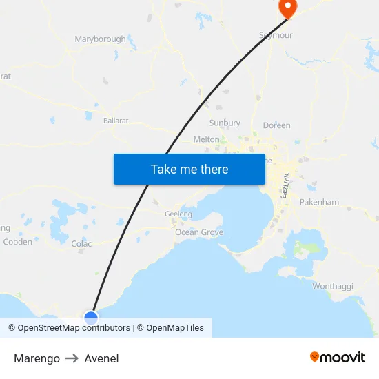 Marengo to Avenel map