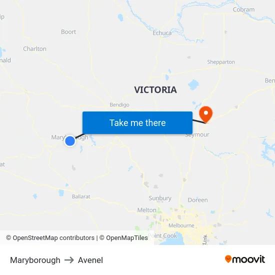 Maryborough to Avenel map