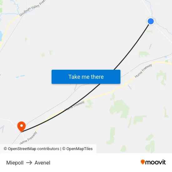 Miepoll to Avenel map