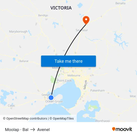 Moolap - Bal to Avenel map