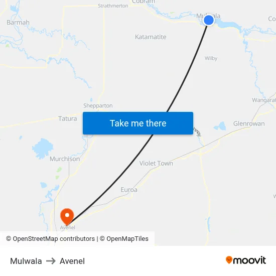 Mulwala to Avenel map