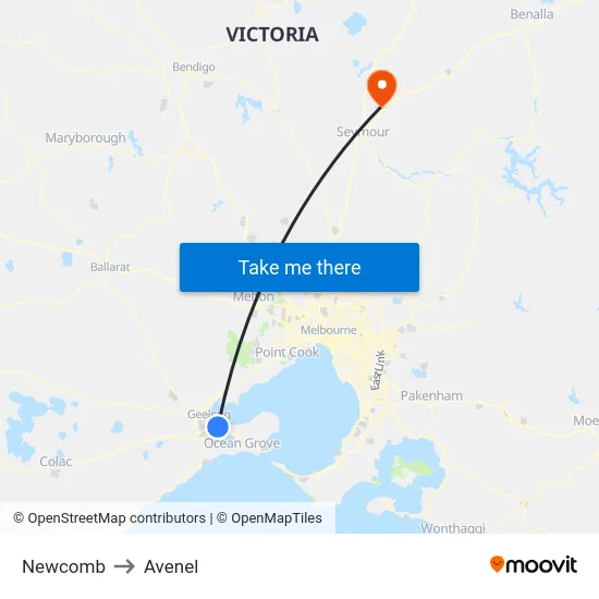 Newcomb to Avenel map