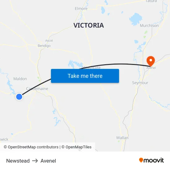 Newstead to Avenel map