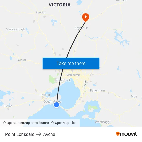 Point Lonsdale to Avenel map
