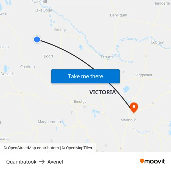 Quambatook to Avenel map
