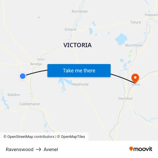 Ravenswood to Avenel map