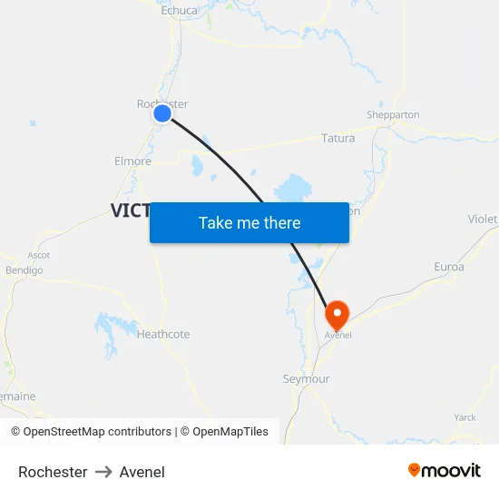 Rochester to Avenel map