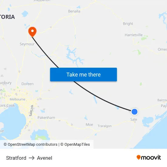 Stratford to Avenel map