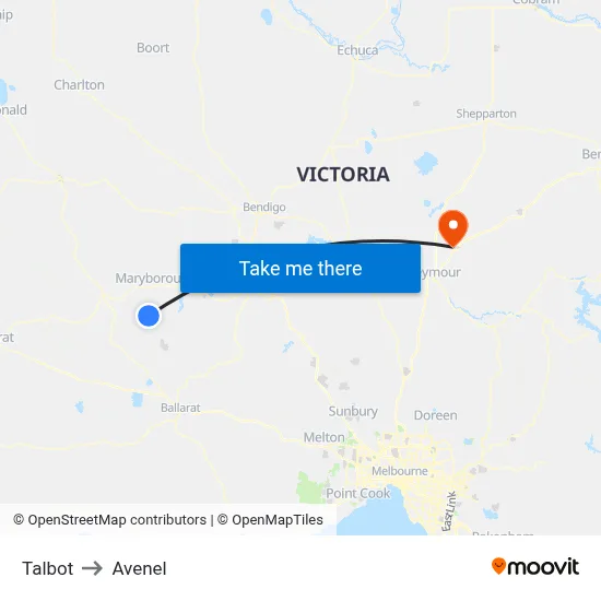 Talbot to Avenel map
